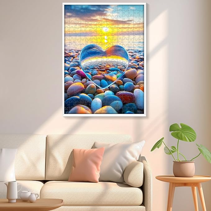 300 Piece Puzzles for Adult, Love Pebbles Jigsaw Puzzles 300 Pieces for Adults Kids Senior, Beach Jigsaw Puzzles, Challenging Family Fun Puzzle Activity Game Gift 20.5 X 15 in