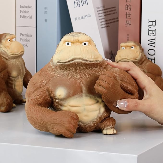 Stretchy Glue-Sand Filled Rubber Gorilla, Latex Gorilla Soft Decompression Doll Toy,Squishy Monkey Toy, Animal High-Elastic Stretchable, Decompression Toy for Adults and Children (Gorilla-XL)