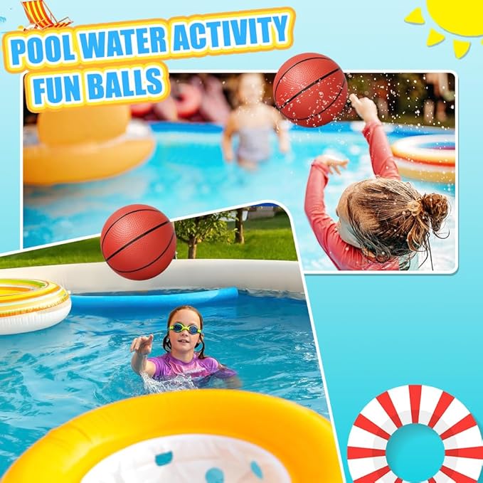 Dilabnba 8" Mini Rubber Replacement Basketballs for Basketball Hoop/Pool, Kids Toddler Soft Beach Bouncy Ball Sports Party Game, Junior Balls Indoor Outdoor Arcades Games, Lightweight (4PCS)