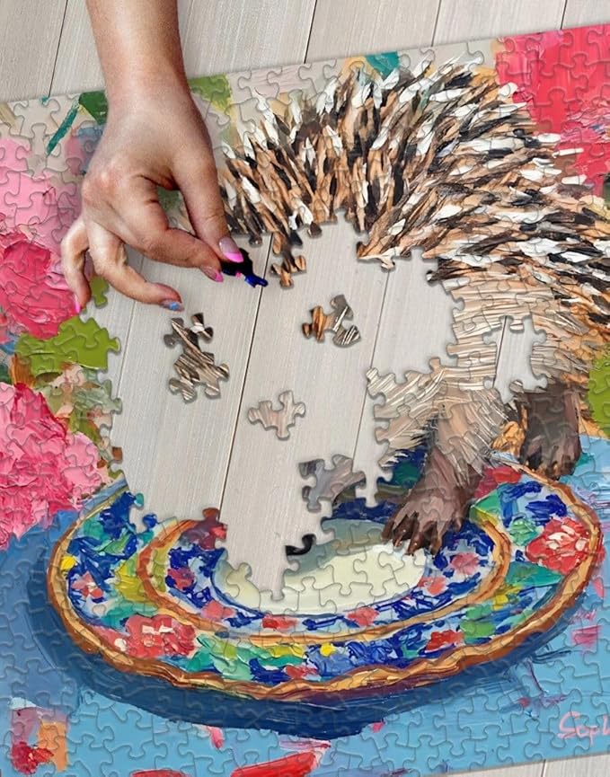 Springbok Little Explorer 500 Piece Jigsaw Puzzle for Adults and Family - Cute Hedgehog - Unique Cut Pieces