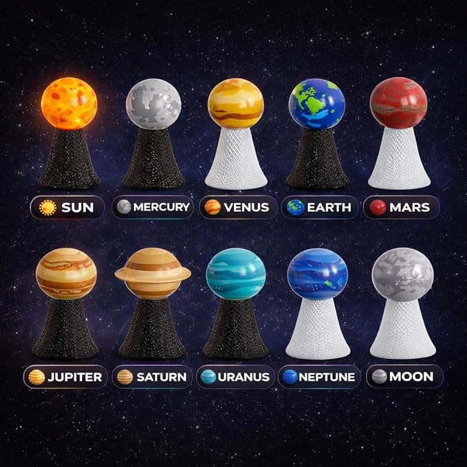 Liberty Imports Planet Pop Jumpers for Kids, 20 Pack Light-Up Solar System Popper Toys with Stars & Planets, Press and Pop Jumping Launchers, Outer Space Themed Party Favors Bulk Supplies