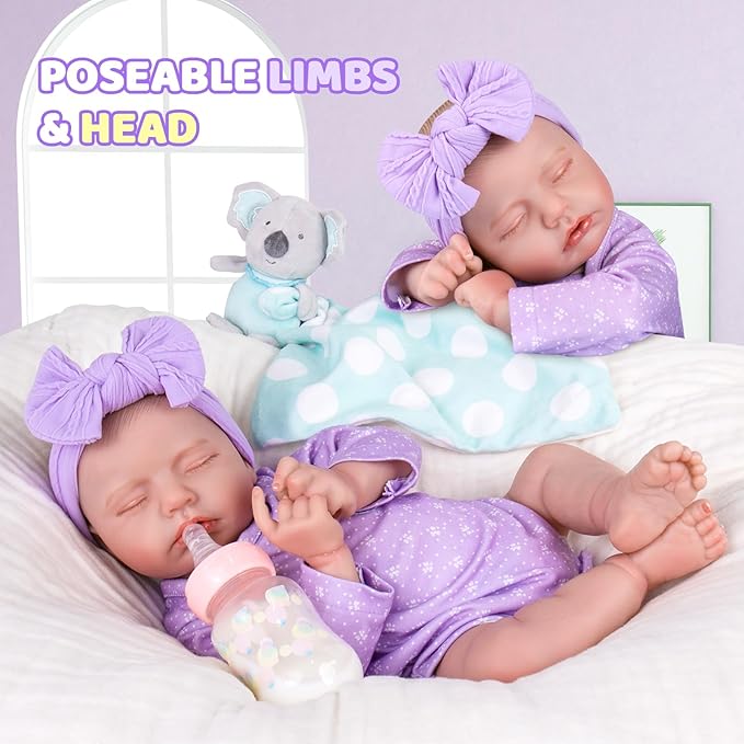 Aori Reborn Baby Dolls Realistic 20 Inches - Newborn Real Baby Doll Girl with Feeding Toy Kit, Lifelike Companion Gift Set for Kids, Birthday, Pretend Play