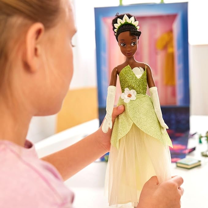 Disney Store Official Tiana Story Doll - 11 Inches - Includes Coloring Book and Additional Dress, Princess Doll in Classic Outfit, Disney Princess Toys for Girls