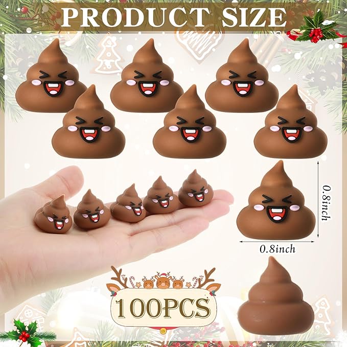 100 Pcs Tiny Poop Figurine Mini Expression Poo Statue Small Fake Poo Figures Poop for Gift Bag and Halloween Egg Fillers Hide and Seek Props Party Supplies Gifts (Brown)