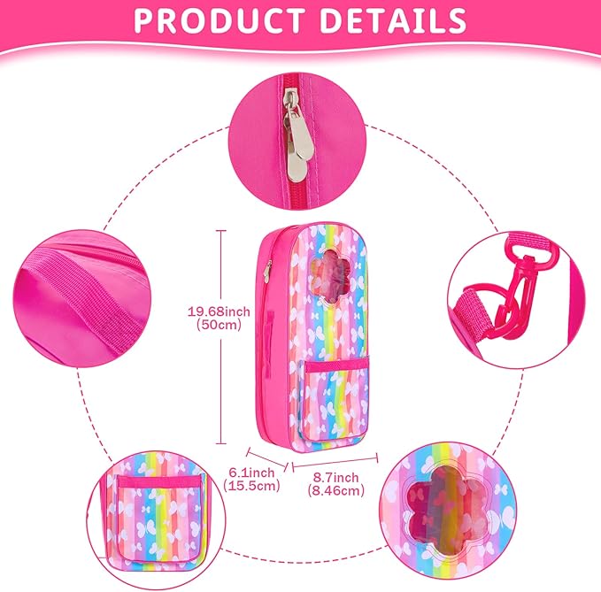 UNICORN ELEMENT 9 Items 18 inch Dolls Bag Set and Accessories Doll Carrier Including 18 Inch Doll Clothes, Camera, Sunglasses, Backpack and Sticker