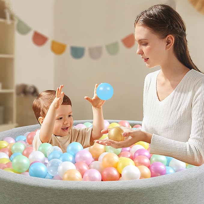 STARBOLO Ball Pit Balls for Toddlers Pack of 100 200 500 - BPA&Phthalate Free Non-Toxic Crush Proof Soft Plastic Balls for 1-5Years Old Toddlers Girl Kids Birthday Pool Playpen Tent Party