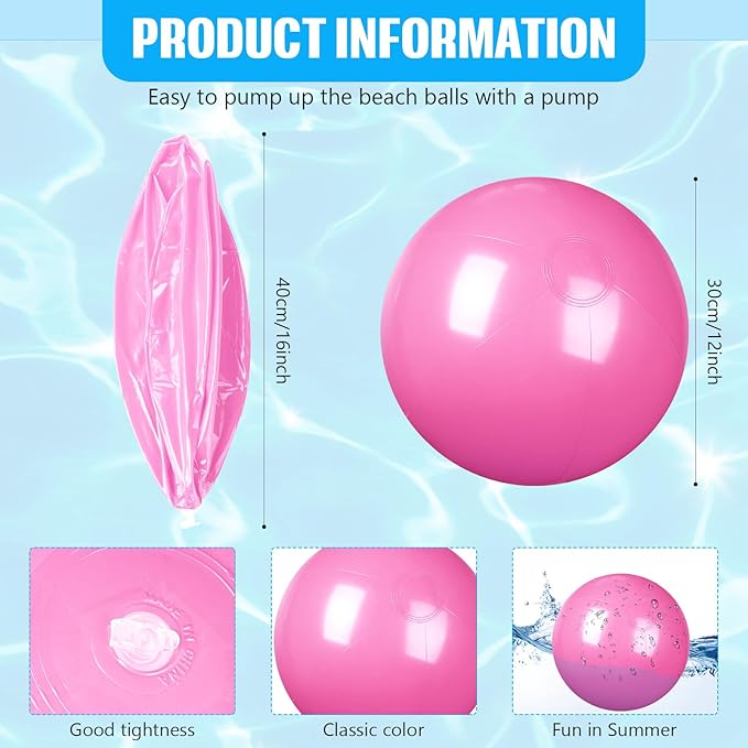 4 Pcs 12 Inch Solid Red Beach Balls Inflatable Beach Balls Bulk Large Blow up Pool Game Toys for Summer Beach