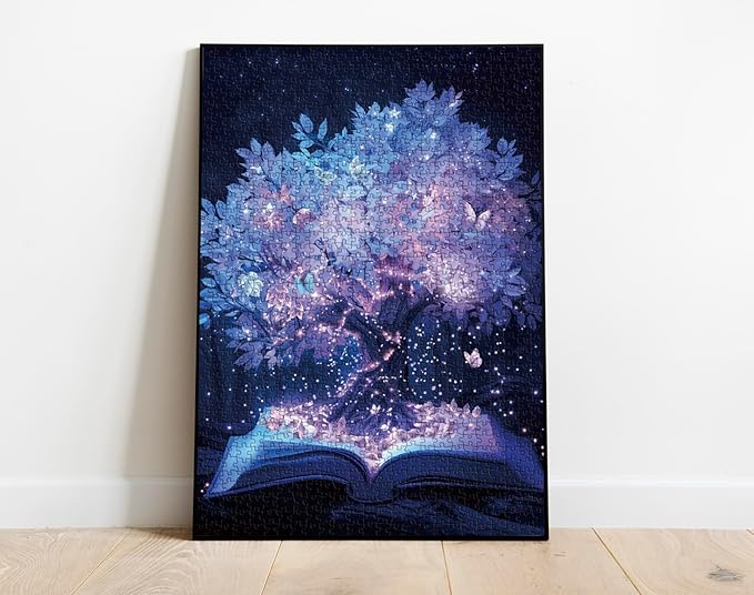 Tree of Life Puzzle for Adults 1000 Pieces, Hard Plant Book Jigsaw Puzzle, Difficult Fantasy Butterfly Puzzle