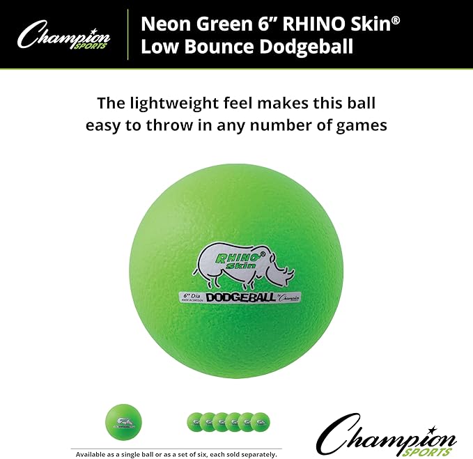 Champion Sports® Rhino Skin® Low Bounce Dodgeball Sets & Singles for Playground, PE, Backyard & League Games – Team Sports Equipment for Youth & Adults