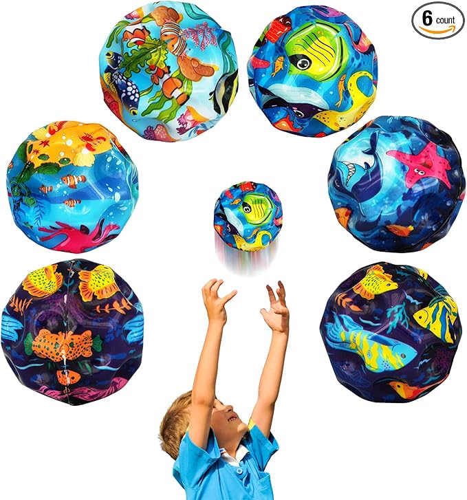 6 Pack Astro Jump Ball, Multicolored Spaceballs, Super High Bouncing Lightweight for Children, Bouncy Balls, Jumping Toy for Stress Relief