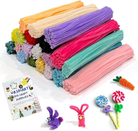 URADIART Pipe Cleaners 1000 pcs Assorted Colors Chenille Stems, Pipe Cleaners Crafts, Bulk Pipe Cleaners Craft Supplies for DIY Art Creative School Crafts Decorations (6mm x12 inch)(Mixing Colors)