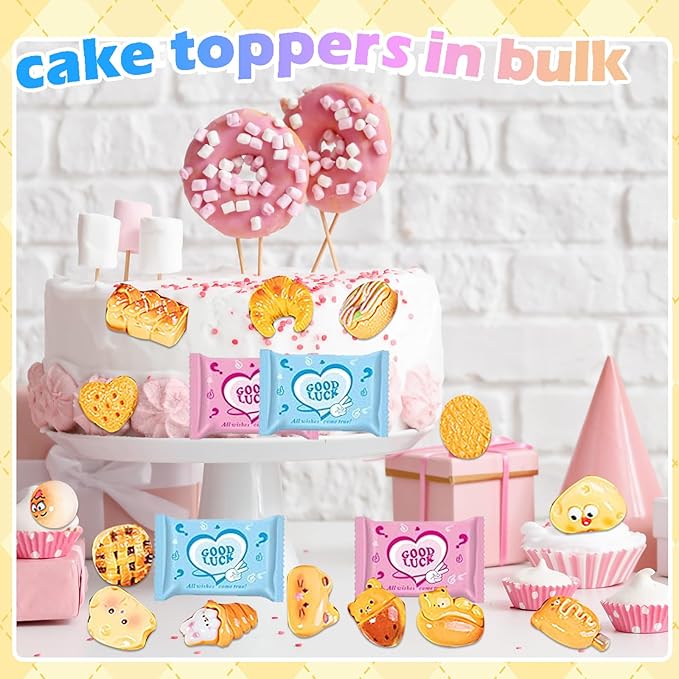 50PCS Mini Food Resin Mystery Blind Bags: Bread, Cookies, Pastries, Donuts Charms for DIY Phone Cases, Slime Charms, Scrapbooking & Craft Projects Party Favors, Classroom Rewards