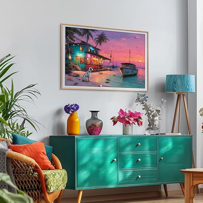 500 Piece Jigsaw Puzzle for Adults – Beach Bar Jigsaw Puzzles 500 Pieces, Tropical Coastal Seaside Puzzles for Adults 500 Pieces, Challenging Perfect for Game Nights, 20.5 X 15 in