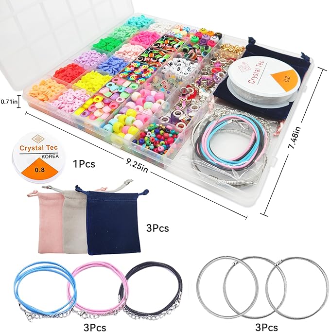 leitait Girls Toys Bracelet Making Kit - 3000pcs Charm Jewelry Making Kit Supplies,Easter Basket Stuffers,Unicorn/Mermaid Crafts Birthday Gifts for Girls Ages 5 6 7 8 9 10 11 12 Years Old