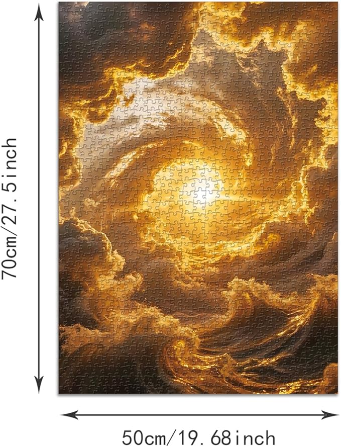 Puzzle for Adults 1000 Pieces, Golden Cloud Vortex Sun Puzzle, Challening Impossible Difficult Hard Fun 1000 Pieces Jigsaw Puzzles for Adults