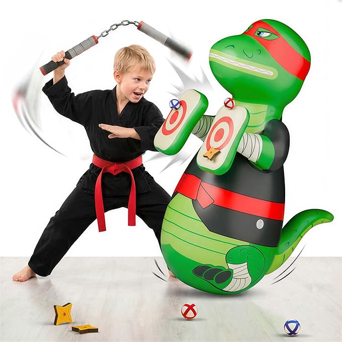 iPlay, iLearn Inflatable Punching Bag for Kids, Toddler 49" Blow up Boxing Bop Bag Toys, Training Bopper W/Ball Toss Game, Indoor Outdoor Fun Sports Activiy, Birthday Gift 3 4 5 6 7 8-12 Yr Child Boy