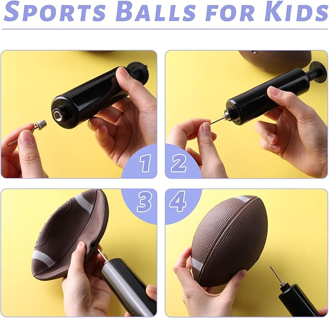 3 otters 4-Pack Sports Balls for Toddlers & Kids, Playground Balls with Pump, 5-Inch Soccer Ball, Basketball, Kickballs, Stockings for Grandkids, Toys for 2+ Boy Indoor/Outdoor Play