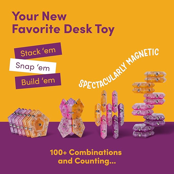 Speks Geode Magnetic Fidget Toy | Sensory Desk Toy for Adults & Teens 14+ | Stress Relief Gift | Sphere, Warm