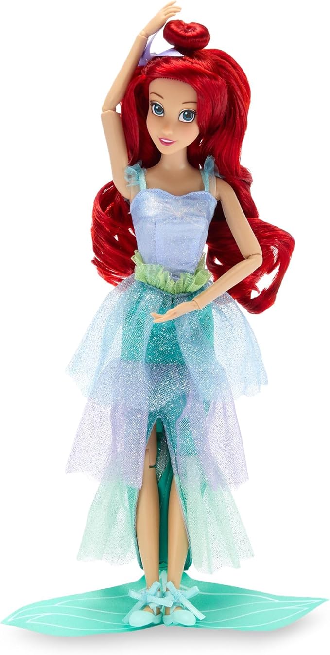 Disney Store Official Princess Ballet Doll - 11 Inch Ariel Ballerina Doll - Includes Brush with Molded Details, 2 Tutu Outfits, Accessories and Flounder Figure - Disney Princess Toys for Girls