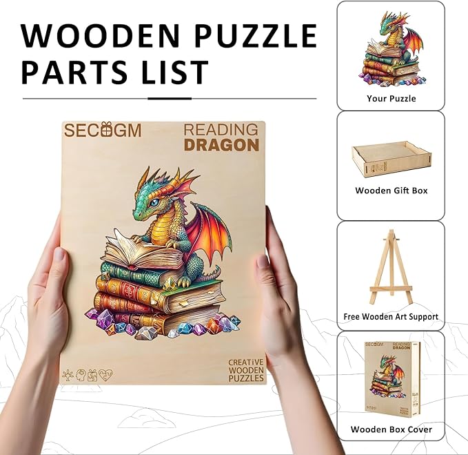 Wooden Puzzles for Adults - Dragon Wood Puzzles Adult - Unique Animal Shape Wooden Jigsaw Puzzles for Adults - Birthday Gifts for Puzzle Lovers, Family (13.3 * 13.3in - 300 Pieces)