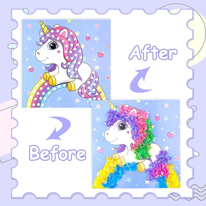 Poke-in Fun Art Fabric Craft- Magical Dream Decor,Mess Free Kids'Paper Craft Kits,Arts and Crafts for Kids,DIY Art Activity Birthday Christmas Gift Ideas for Children,Toys for Girls &Boys Ages 4-10+