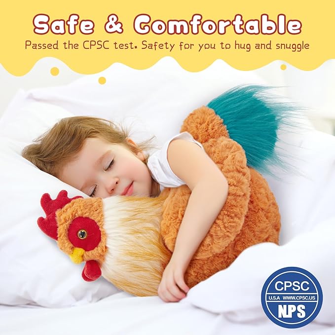Tezituor Giant Easter Chicken Stuffed Animal, Cuddly Realistic Big Chicken Plush Toy, Large Rooster Stuffed Animals,18 Inch Soft Rooster Stuffy Farm Chick Plushie Kids Girls Boys Christmas Birthday