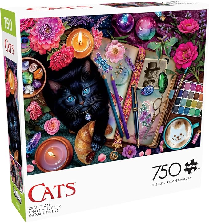 Buffalo Games – 750 Piece Cats Crafty Cats Colorful Puzzle for Adults – Precision-Cut Pieces, Beautiful Artwork, and Hours of Relaxing Fun