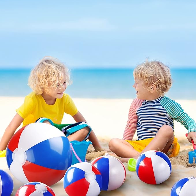 Zhanmai Patriotic Beach Ball Red White and Blue Inflatable Beach Balls 4th of July Party Favors 4-5 Inch 8-12 inch for Independence Day Party Favors for Kids Hawaiian,Summer Pool
