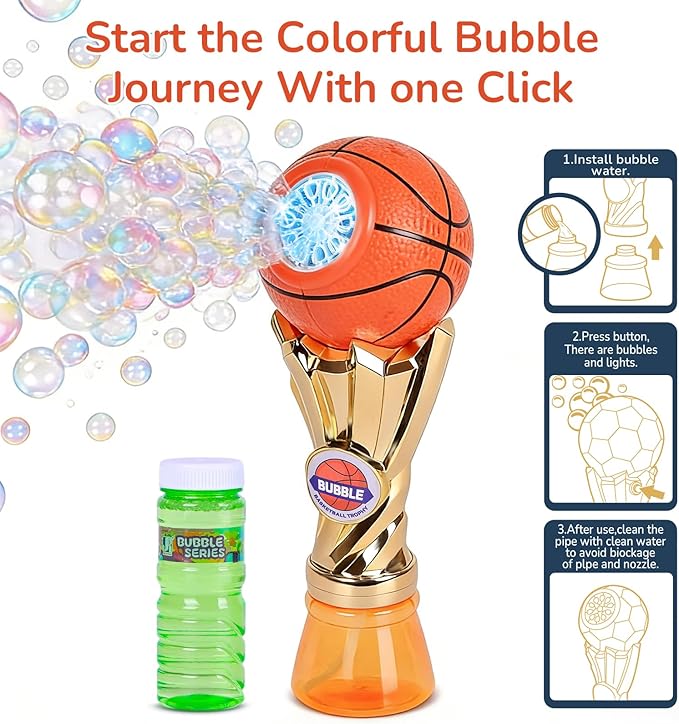 Basketball-Shaped Bubble Machine, Perfect for Children to Play with Complete with Bubble Solution – The Ideal Toy Bubble Machine for Kids