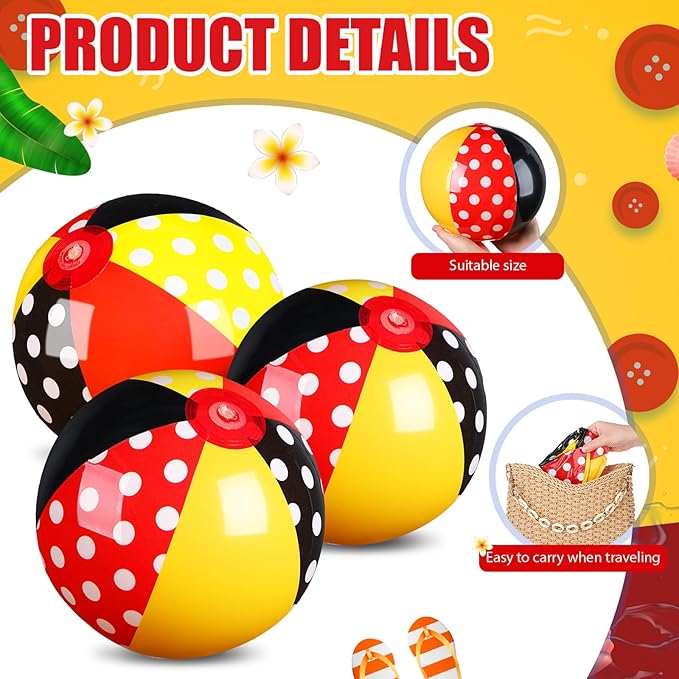 Leyndo 6 Pack Inflatable Beach Balls for Kid Party Favors for Birthday Summer Pool Novelty Water Beachball Game Toys for Boy Girl Gifts Class Party Decor (7.87")