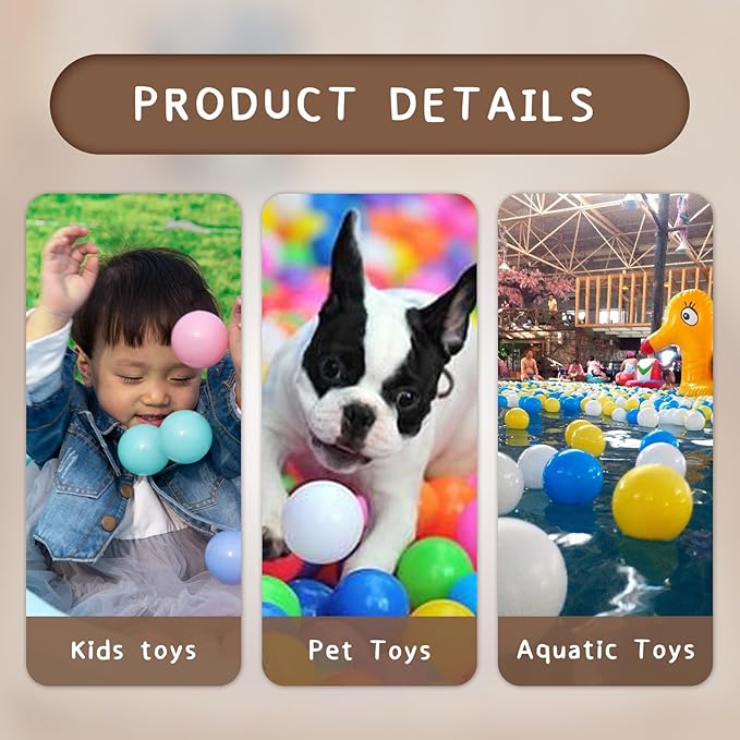 Ball Pit Balls for Kids & Dogs Cats Pack of 100 200 500- BPA Free, Crush Proof Plastic Balls for Ball Pit, Tent, Playhouse, Children's Toy Balls for Party, Macaron Ocean Balls 2.15 Inch