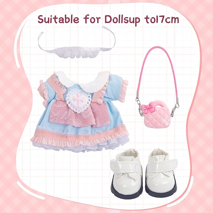 Used for Labubu Doll Outfit Clothes Designer Set,Compatible with Labubu Clothe Accessories for Doll (Pink - Heart-Shaped Dress)