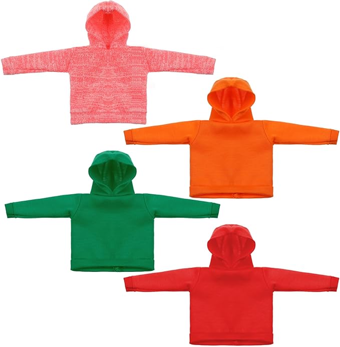 Bencailor 4 Pcs Doll Clothes Winter Sweater Hoodie Accessories Cute Hoodie Clothing Set(Pink Red Orange Green,11.5 Inch Doll)