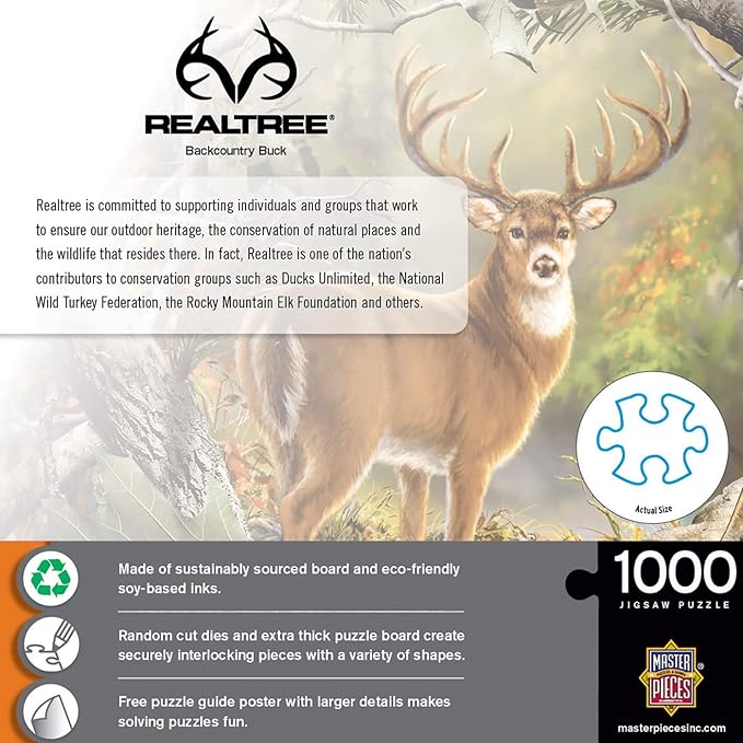 MasterPieces 1000 Piece Jigsaw Puzzle for Adults, Family, Or Youth - Backcountry Buck - 19.25"x26.75"