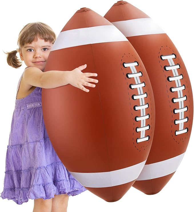Lewtemi 2 Pcs 27 Inch Giant Inflatable Football for Gameday Party Favor Large Inflatable Sports Balls Jumbo Beach Balls for Football Birthday Christmas Party Decorations Outdoor Activity Gift