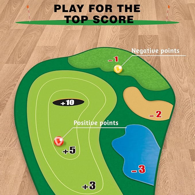 TOY Life Chipping Golf Game Mat Indoor Outdoor Games for Adults and Family Kids Outdoor Play Equipment Stick Chip Game Indoor Golf Set Backyard Games Outdoor Toys for Kids