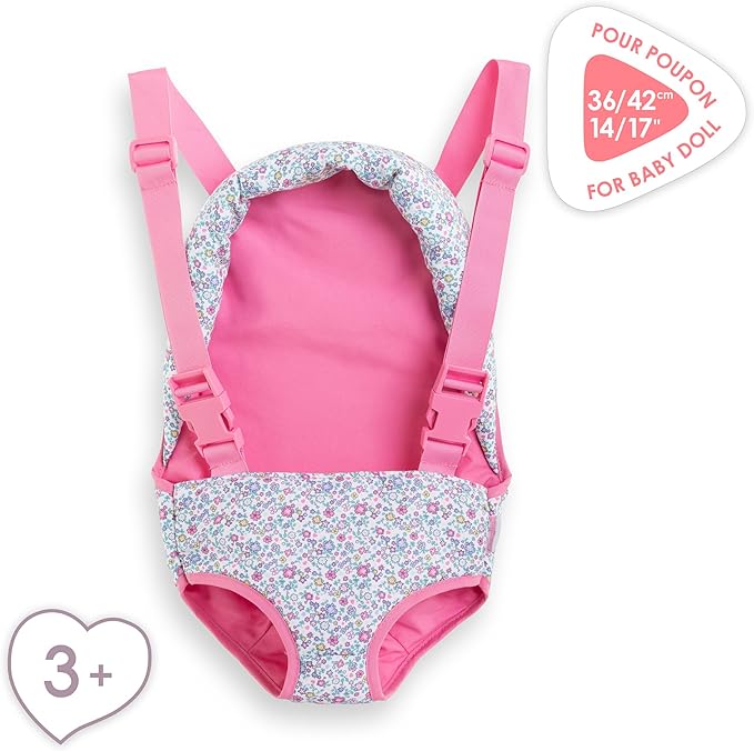 Corolle BB14-Inch Bright Pink Floral Baby Doll Sling, Soft Carry Seat Accessory for 14-Inch Dolls, Ages 2 Years and Up