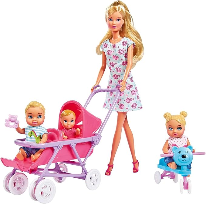 Simba Toys Steffi Love Baby World Set - Kindergarten Teacher Steffi Doll with Baby, Cot, Stroller, High Chair, and Bathtub, Ages 3+