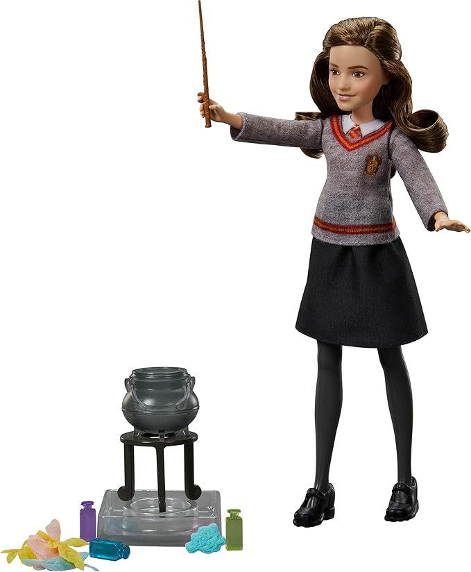 Mattel Harry Potter Toys, Polyjuice Potions Hermione Granger Doll & Playset, Movie-Inspired Hogwarts Uniform, 13 Accessories & Fizz