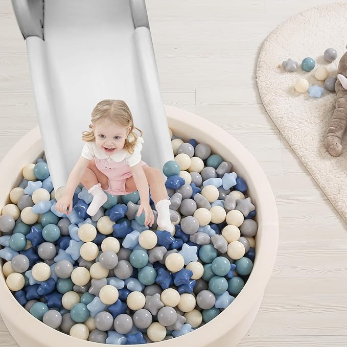 TRENDPLAY Star Ball Pit Balls for Toddlers -50 100 200 Count Star Balls Different Shapes, Non-Toxic Plastic Balls for Safe Play, Boys Girls Festival Party Decoration