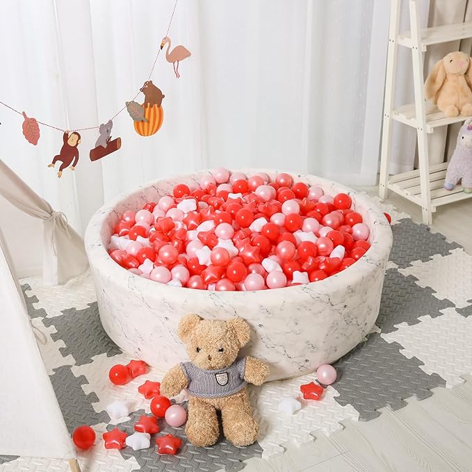 STARBOLO Star Ball Pit Balls for Toddlers- 200 Pieces Bulk Pack Crush Proof Plastic Toy Balls for Toddler Ball Pits, Ballpit Play Tent, Baby Pool Water Toys, Christmas Party Decoration, Photo Props