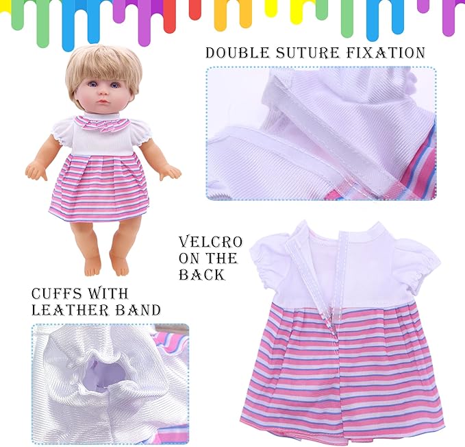 Baby Doll Clothes - Fits 12'' 13'' 14'' 15'' Girl Baby Dolls Clothes 360°Sewing Dresses for with Dolls Diapers, Nipple, and Doll Accessories Pack of 18 Bag Set