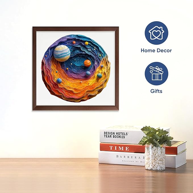 Mys Aurora Space Puzzles for Adults, 200 Piece Unique Shapes Solar System Wooden Puzzles, 3D Visual Effect Planet Jigsaw Puzzles, Family Puzzle Games Birthday Gift, 11.4 x 11.2 Inches