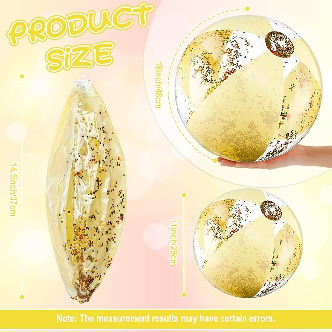 12 Pcs 16 Inch Inflatable Beach Balls Bulk Jumbo Pastel Inflatable Decorated Ball with Macaron Color PVC Party Ornaments for Summer Birthday Party Decoration(Yellow)