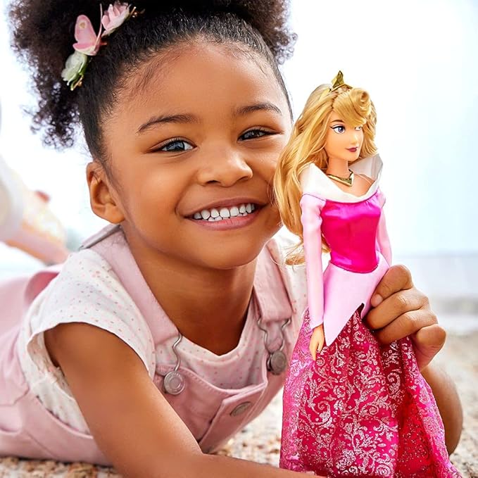 Disney Store Official Disney Princess Classic Doll (Aurora from Sleeping Beauty), 11 Inches, Includes Brush with Molded Details, Fully Posable Toy in Classic Outfit - Disney Princess Toys for Girls