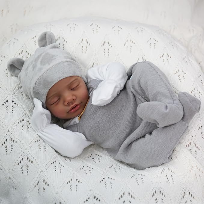 CHAREX Realistic Reborn Baby Dolls Black - 18 Inch Real Life Baby Doll African American Real Baby Boy, Lifelike Newborn Baby Doll Poseable Soft Body, Gift Set with Accessories for Kids Aged 3+