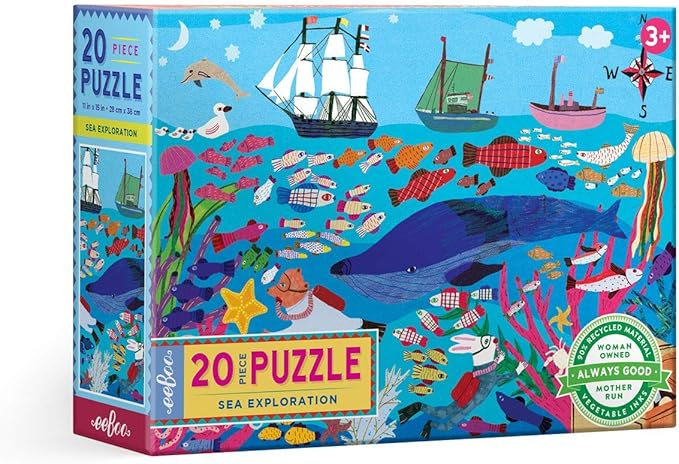 eeBoo 20 Piece Jigsaw Puzzle - Sea Exploration Children's Puzzle Ocean Themed, Large Pieces for Small Hands to Develop Motor Skills
