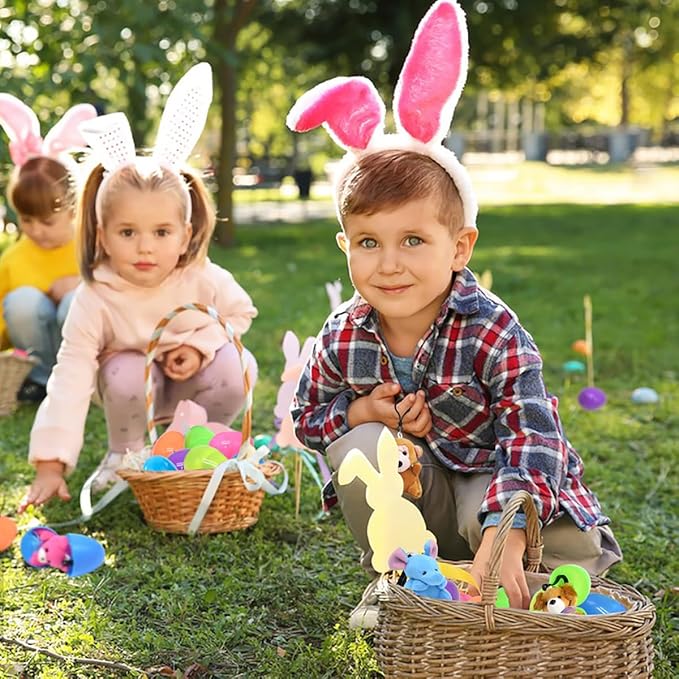 UMEELR 24 PCS Easter Eggs with Animal Plush Keychains, Empty Fillable Eggs for Easter Egg Hunt Party Favors Classroom Rewards, Gifts - Assorted Colors & Cute Animal Designs