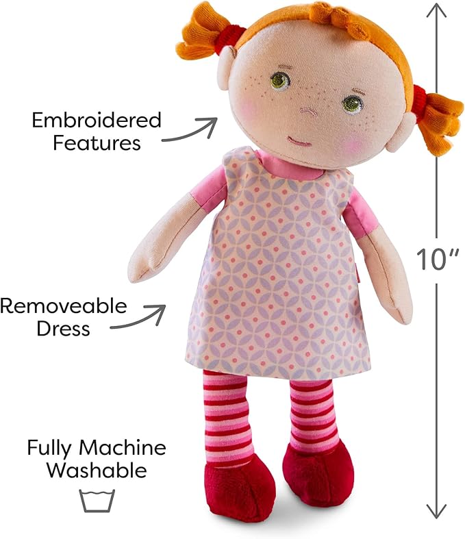 HABA Snug-up Roya – Soft Baby Doll with Red Hair & Embroidered Face, Washable First Baby Doll