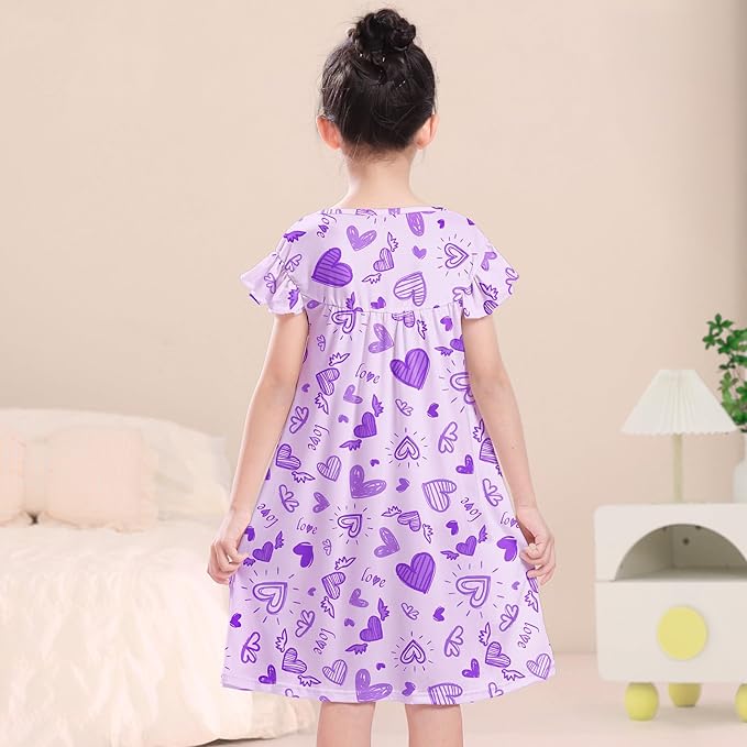 ICOSY Matching Doll & Girls Nightgowns Clothes Girls Pajamas Sleepwear Outfit for Kids and 18" Girl Doll